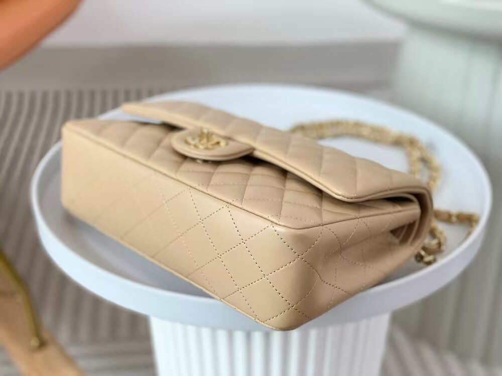 Chanel Cream Quilted Double Flap Chain Shoulder Bag - Picture 8 of 9